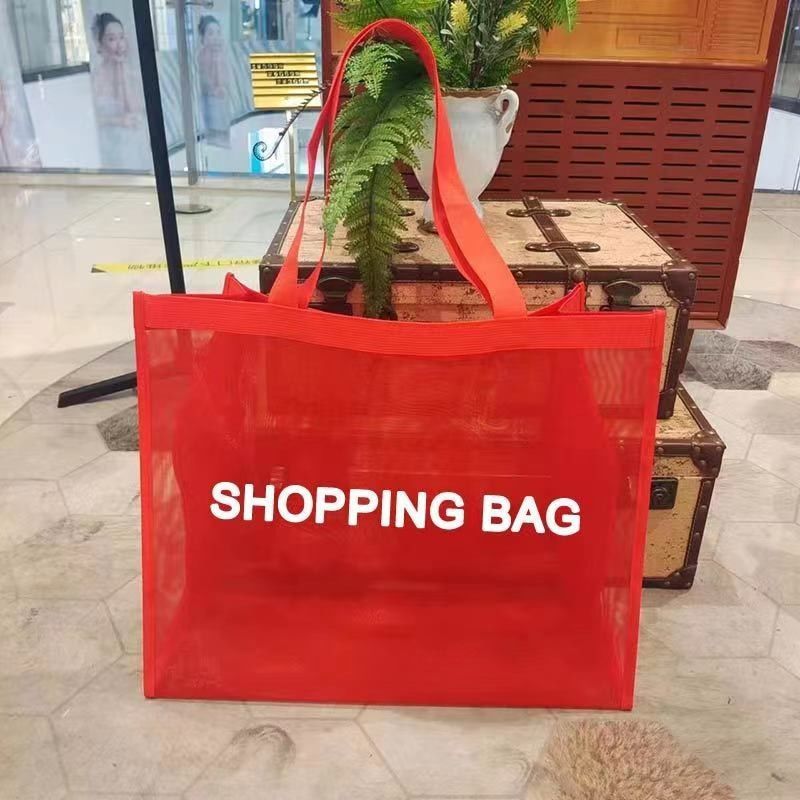 Borsa da spiaggia riutilizzabile in nylon poliestere Borsa da shopping Borsa mesh Borsa da bagno con colore personalizzato