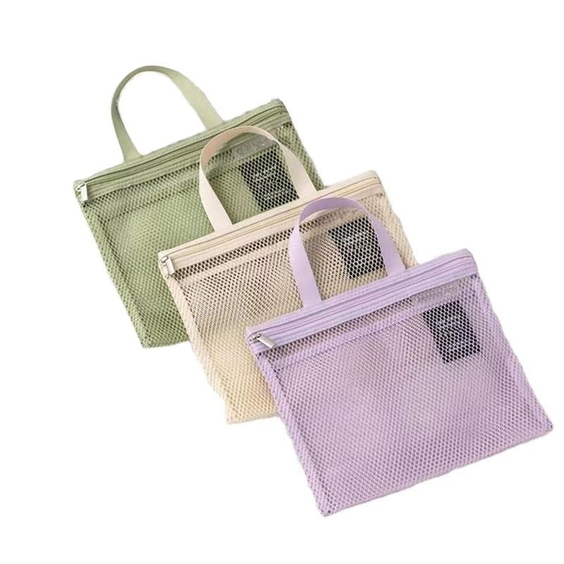 Borsa per servizi igienici a maglia personalizzata Borsetta di rete leggera Borsetta di maglia di nylon piccola per il deposito in bagno