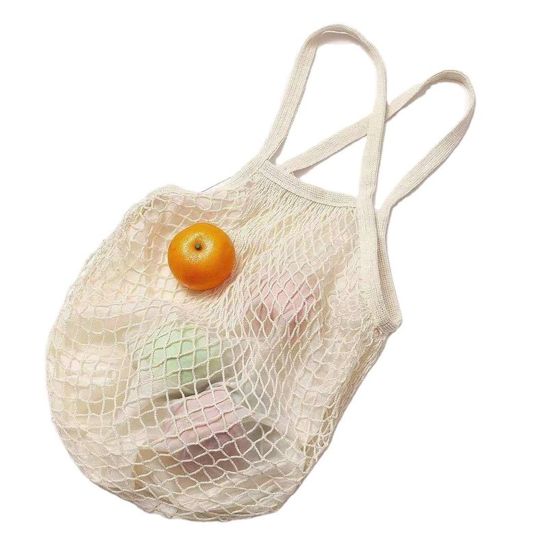 Logo personalizzato Eco Organic Cotton Mesh Net Sacchetto da shopping riutilizzabile per alimenti vegetali Frutta