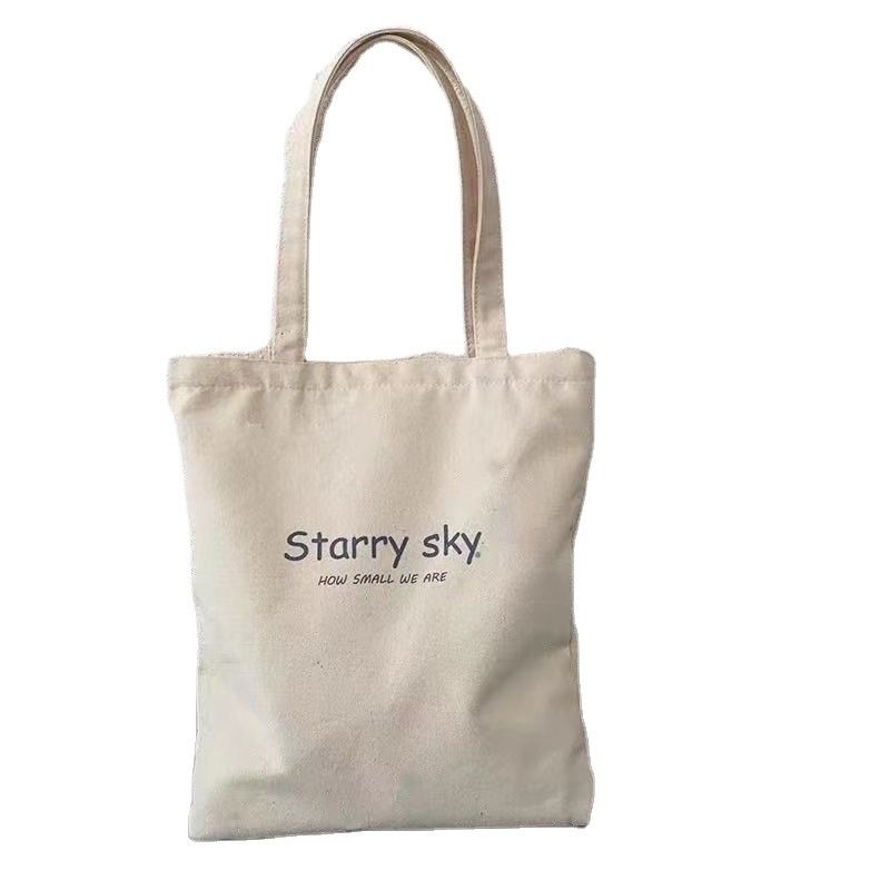 Cartoon Pattern Reusable Canvas Cotton Shopping Tote Bag con logo personalizzato Eco Friendly