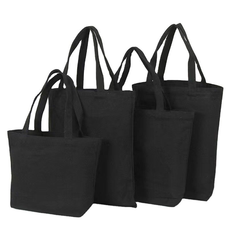 Borsa di carta stampata di cotone nero per lo shopping