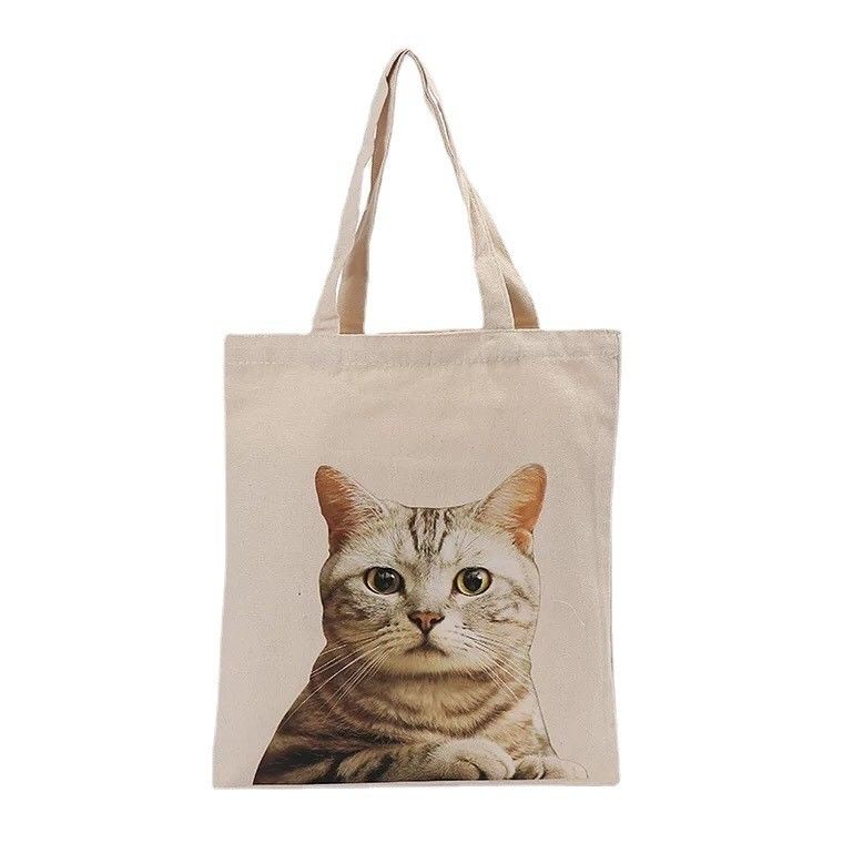 Cute Cat Pattern Canvas Tote Bag riutilizzabile per acquisti e viaggi ecologici