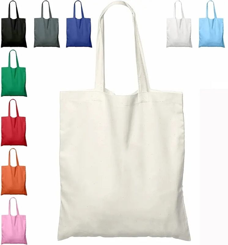 Low MOQ Eco-friendly Bag per la spesa Blank Plain Canvas Cotton Tote Bag con logo personalizzato