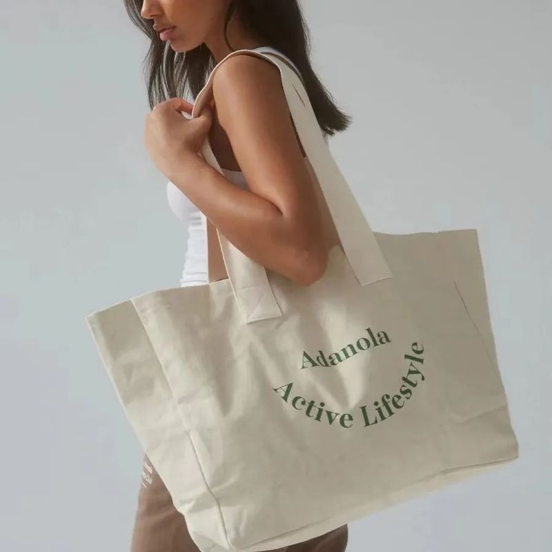 Logo personalizzato Donna grande di dimensioni superiori Festa del fine settimana cotone tela spiaggia regalo shopping borsa da bagno