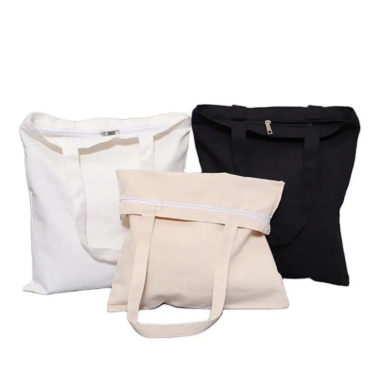 Disegno personalizzato colore naturale 100% di cotone tela sacchetto Tote con cerniera per lo shopping ecologico