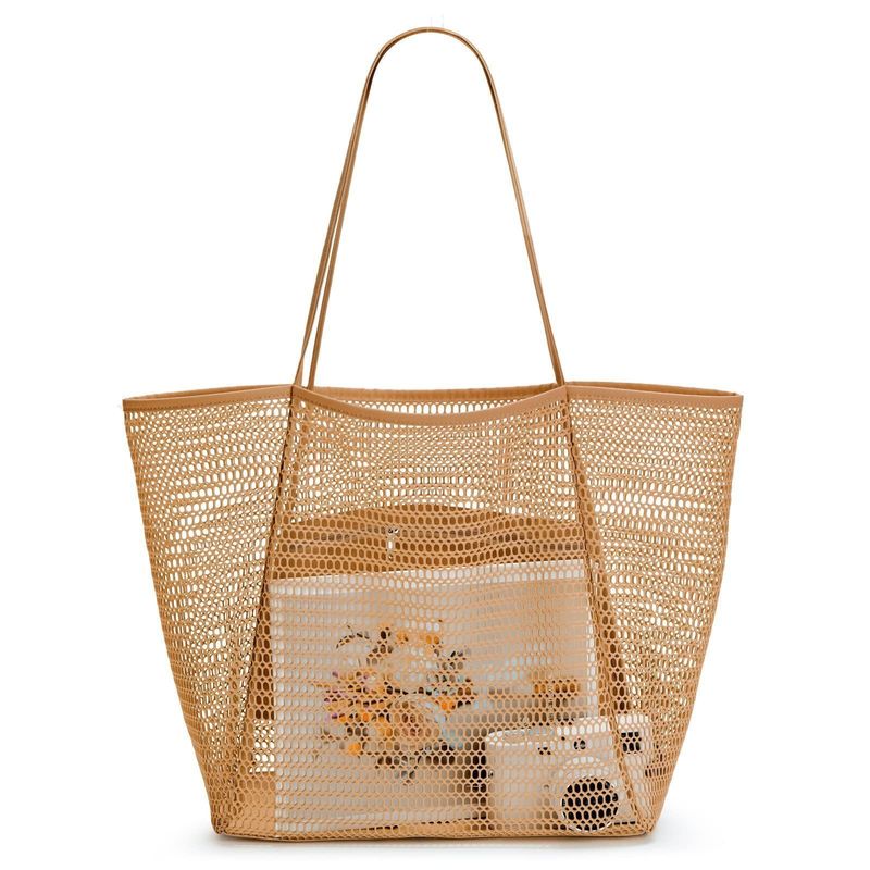Custom Large Personalized Beach Mesh Tote Bag Handled Style per una giornata divertente in spiaggia
