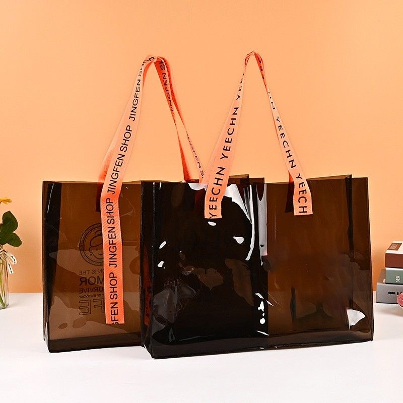 Eco-compatibile Logo personalizzato trasparente trasparente impermeabile PVC sacchetto con cerniera e tasca