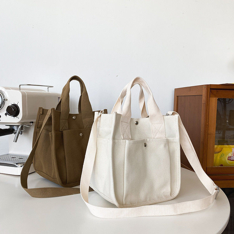 Regali Borsa da shopping in cotone a tela resistente con cintura a croce e tasche multiple