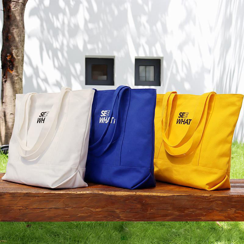 Logo personalizzato stampato Eco-friendly Bulk Organic Cotton Canvas Grocery Shopping Tote Bag