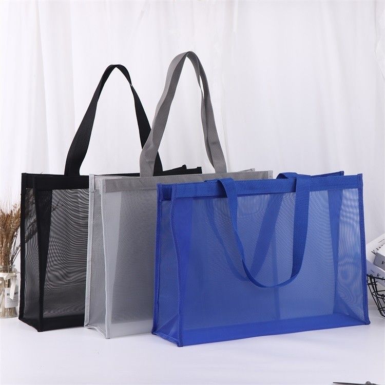 Disegno personalizzato Reutilizzabile Nylon Wire Mesh Beach Shopping Tote Bag con logo personalizzato