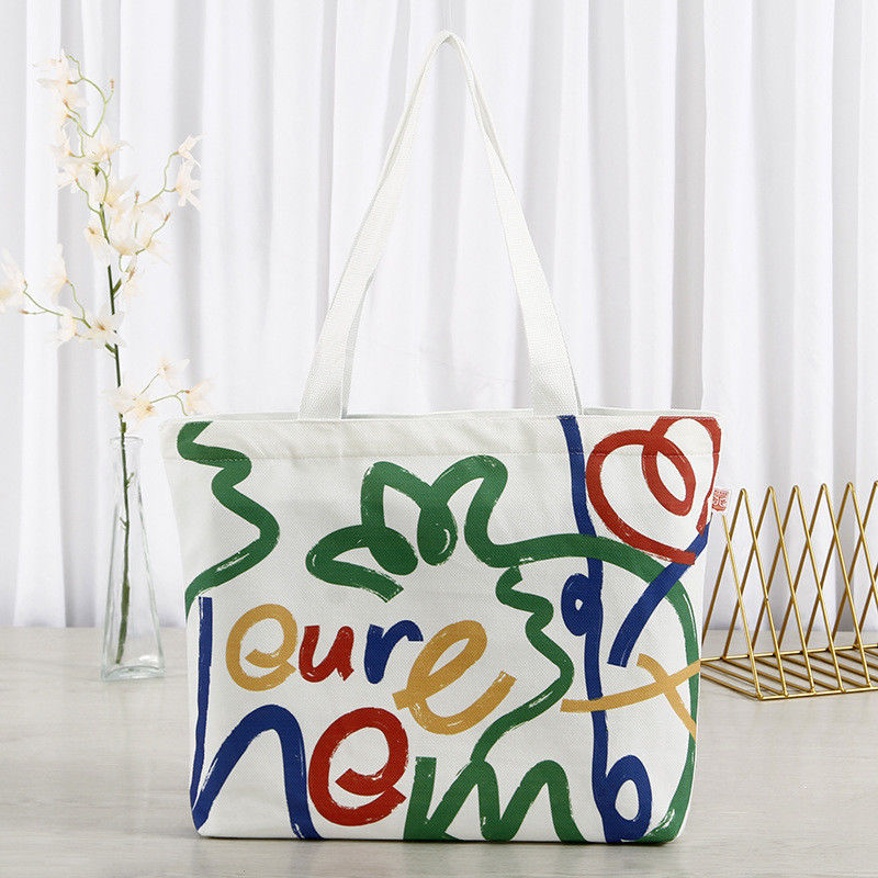Borsa da shopping stampata su tela di cotone con logo e modello di lettere