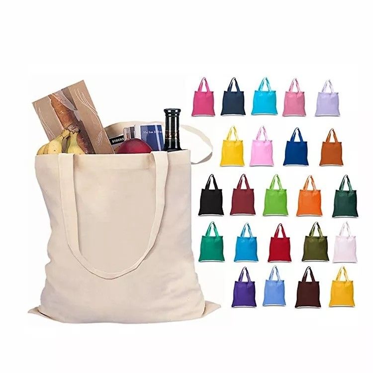 Logo personalizzato Borsa da shopping ecologica bianca cotone organico Topa di tela con colore personalizzato