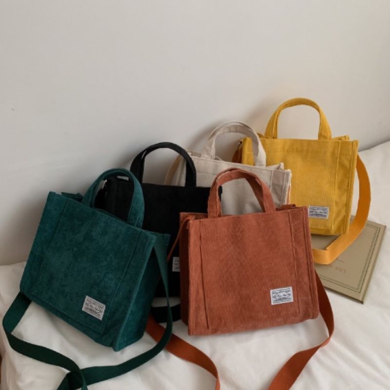 Fashion Crossbody Corduroy Tote Bag con cintura regolabile con logo personalizzato