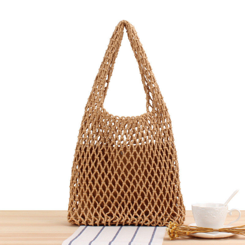 Casual Large Weave Handbags Women Woven Straw Beach Tote Bag con secchio a colori personalizzati