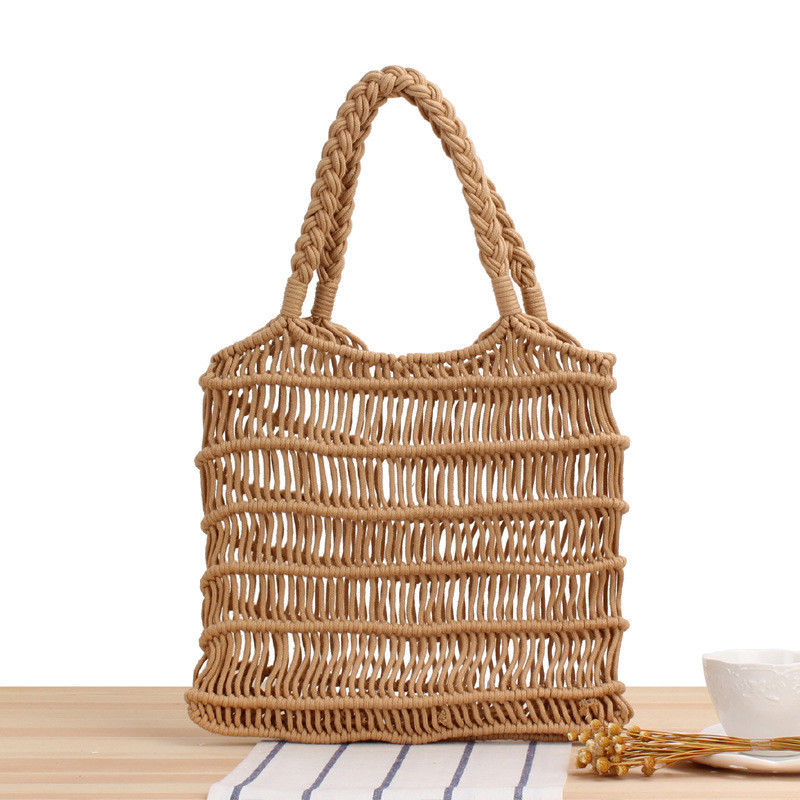 Colore personalizzato 2022 Summer Handmade Women Straw Bag Hollowed Out Woven Beach Hand Bag