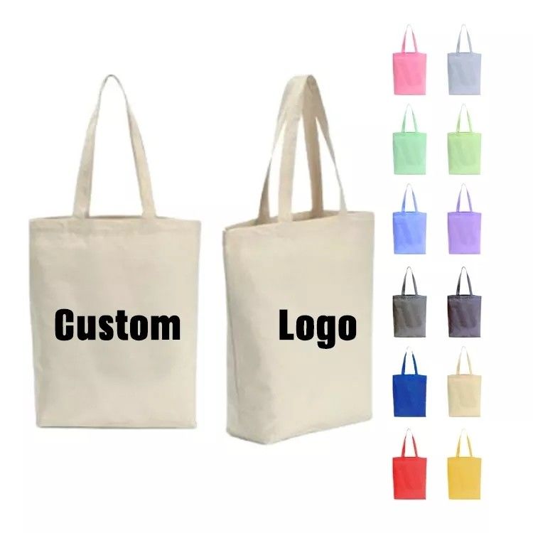 Borse di cotone per acquisti riutilizzabili Borse di tela personalizzate con logo stampato su misura