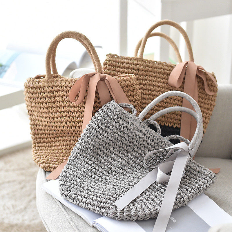 Borsa di paglia tessuta per donne Borsa da spiaggia Tote Sale della stagione balneare 2023