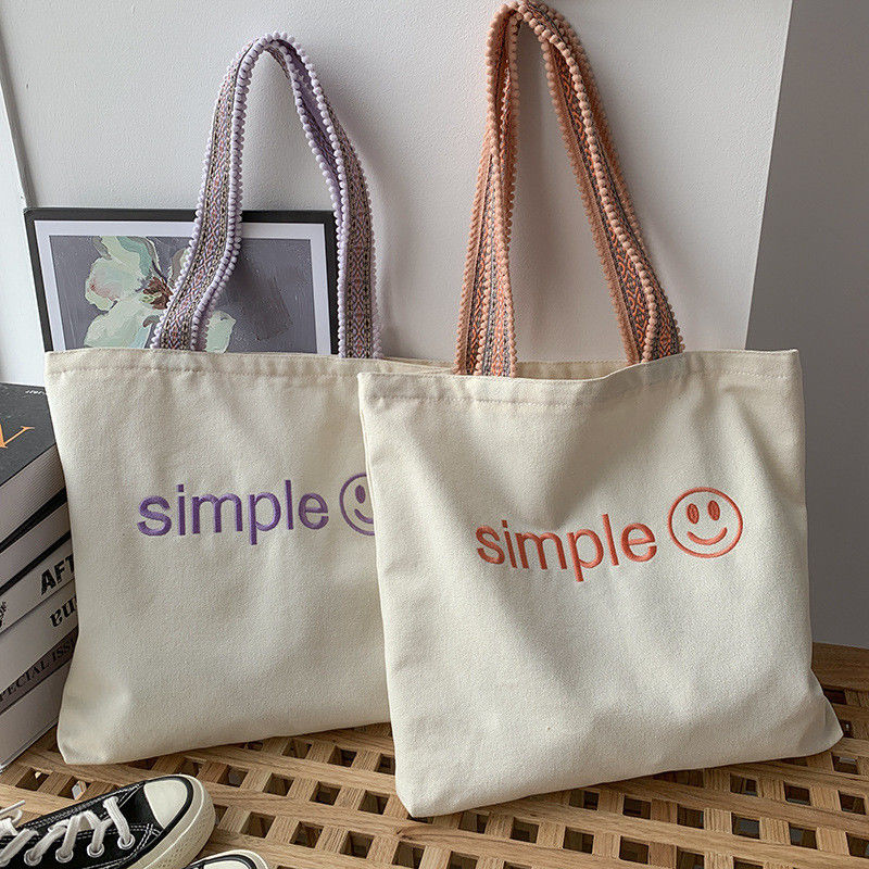 Borsa da bagno ecologica stampata su misura Borsa da shopping in tela riutilizzabile in cotone con modello di lettere