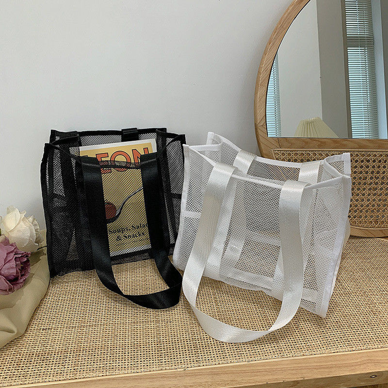 2022 Customized Fashion Print Large Mesh Tote Bag Donna Beach Bag con buco fuori